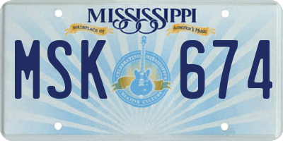 MS license plate MSK674
