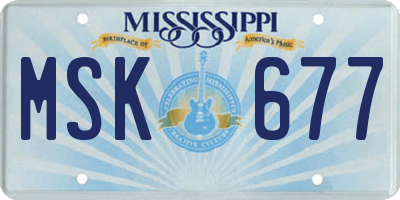 MS license plate MSK677