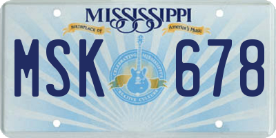 MS license plate MSK678