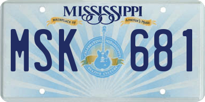 MS license plate MSK681
