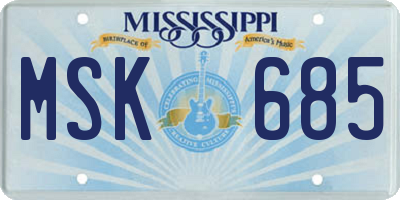MS license plate MSK685