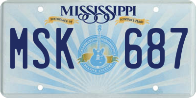 MS license plate MSK687