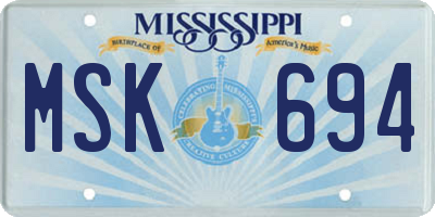 MS license plate MSK694