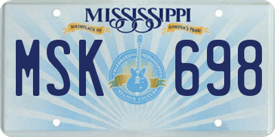 MS license plate MSK698