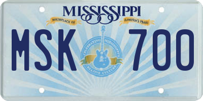 MS license plate MSK700
