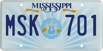 MS license plate MSK701