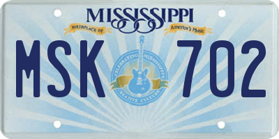 MS license plate MSK702