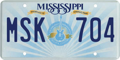 MS license plate MSK704