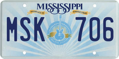 MS license plate MSK706