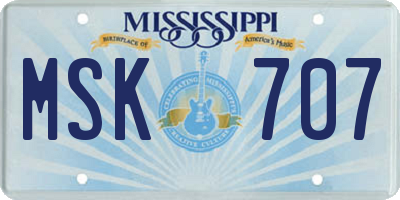 MS license plate MSK707