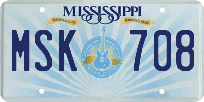MS license plate MSK708