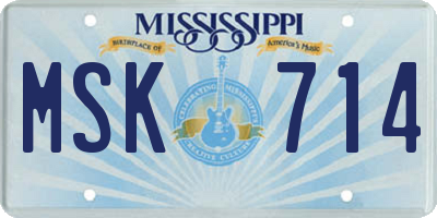 MS license plate MSK714