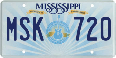 MS license plate MSK720