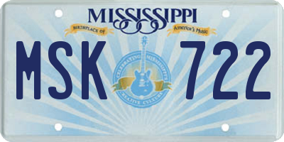MS license plate MSK722