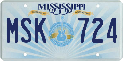 MS license plate MSK724