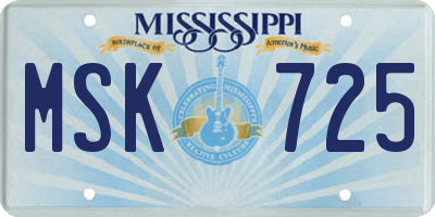MS license plate MSK725