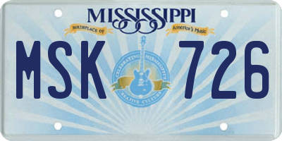 MS license plate MSK726