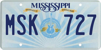 MS license plate MSK727