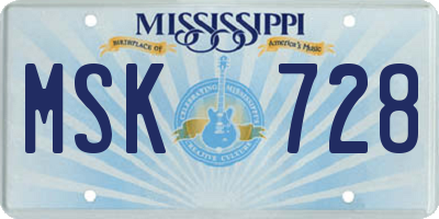 MS license plate MSK728