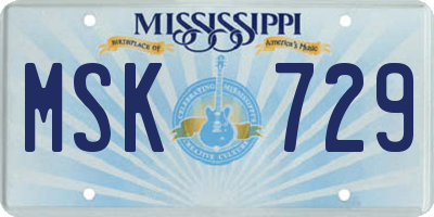 MS license plate MSK729