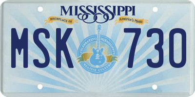 MS license plate MSK730