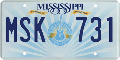 MS license plate MSK731