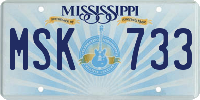 MS license plate MSK733
