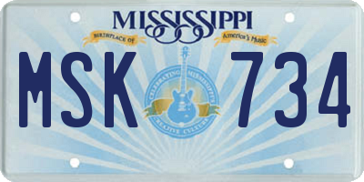 MS license plate MSK734