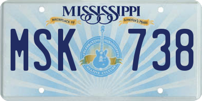 MS license plate MSK738