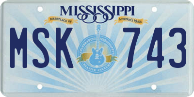 MS license plate MSK743