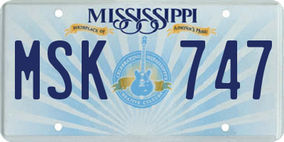 MS license plate MSK747