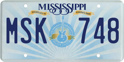 MS license plate MSK748