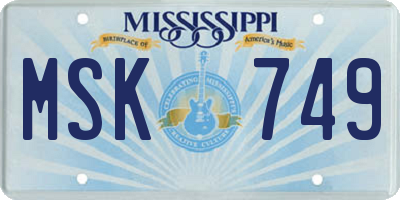 MS license plate MSK749