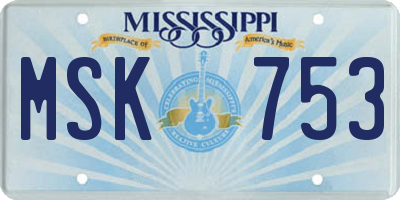 MS license plate MSK753