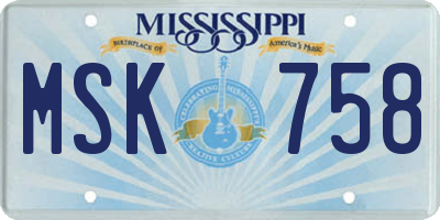 MS license plate MSK758
