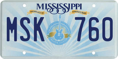 MS license plate MSK760