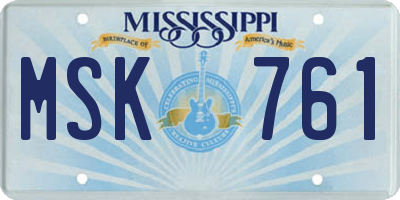 MS license plate MSK761