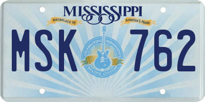 MS license plate MSK762