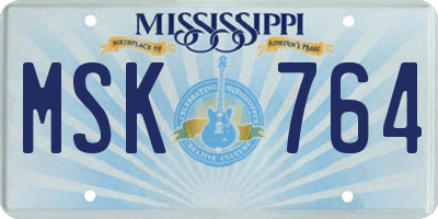 MS license plate MSK764