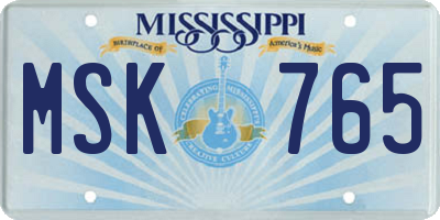 MS license plate MSK765