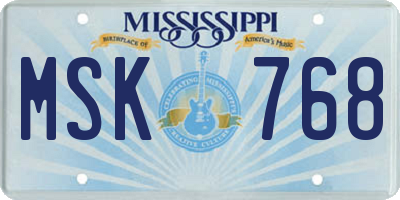 MS license plate MSK768