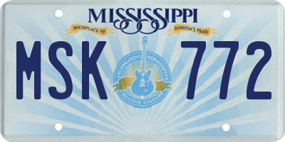MS license plate MSK772