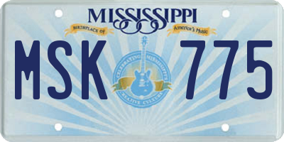 MS license plate MSK775