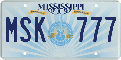 MS license plate MSK777