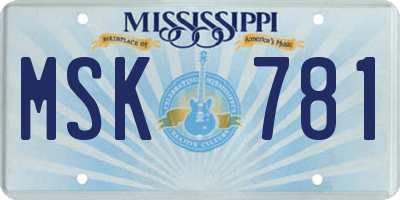MS license plate MSK781