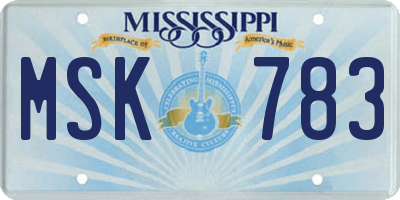MS license plate MSK783