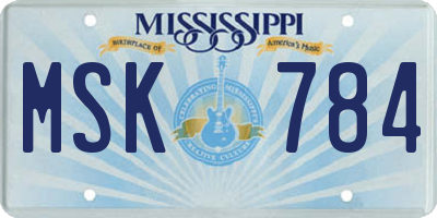 MS license plate MSK784