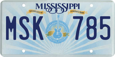 MS license plate MSK785