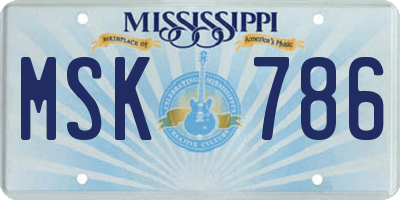 MS license plate MSK786