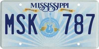 MS license plate MSK787
